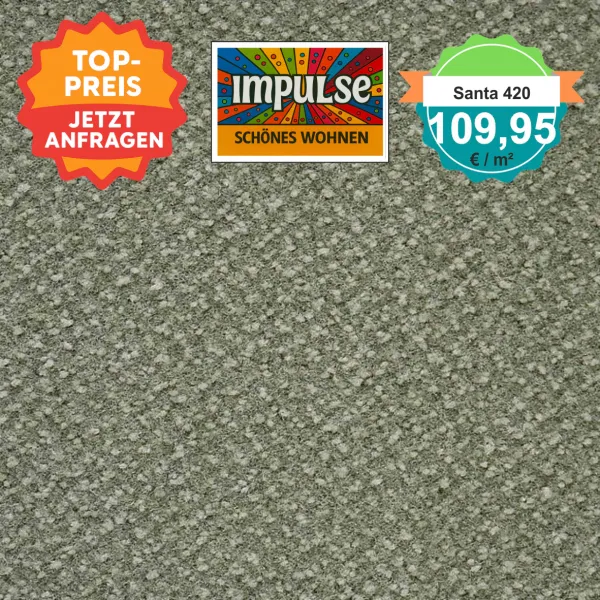 Girloon Santa 420 – Feinst-Velours Teppichboden in 2 m Breite mit samtiger Oberfläche